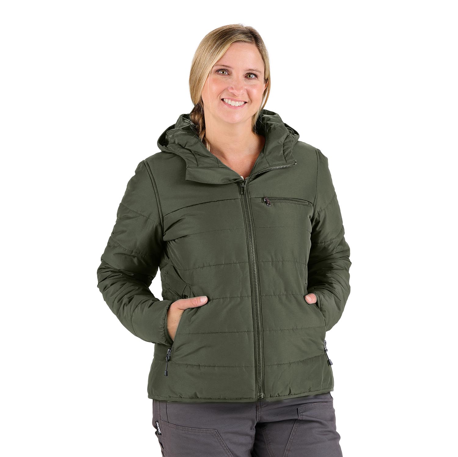 BERNE WOMEN�S CHANNEL QUILT RIPSTOP HOODED JACKET