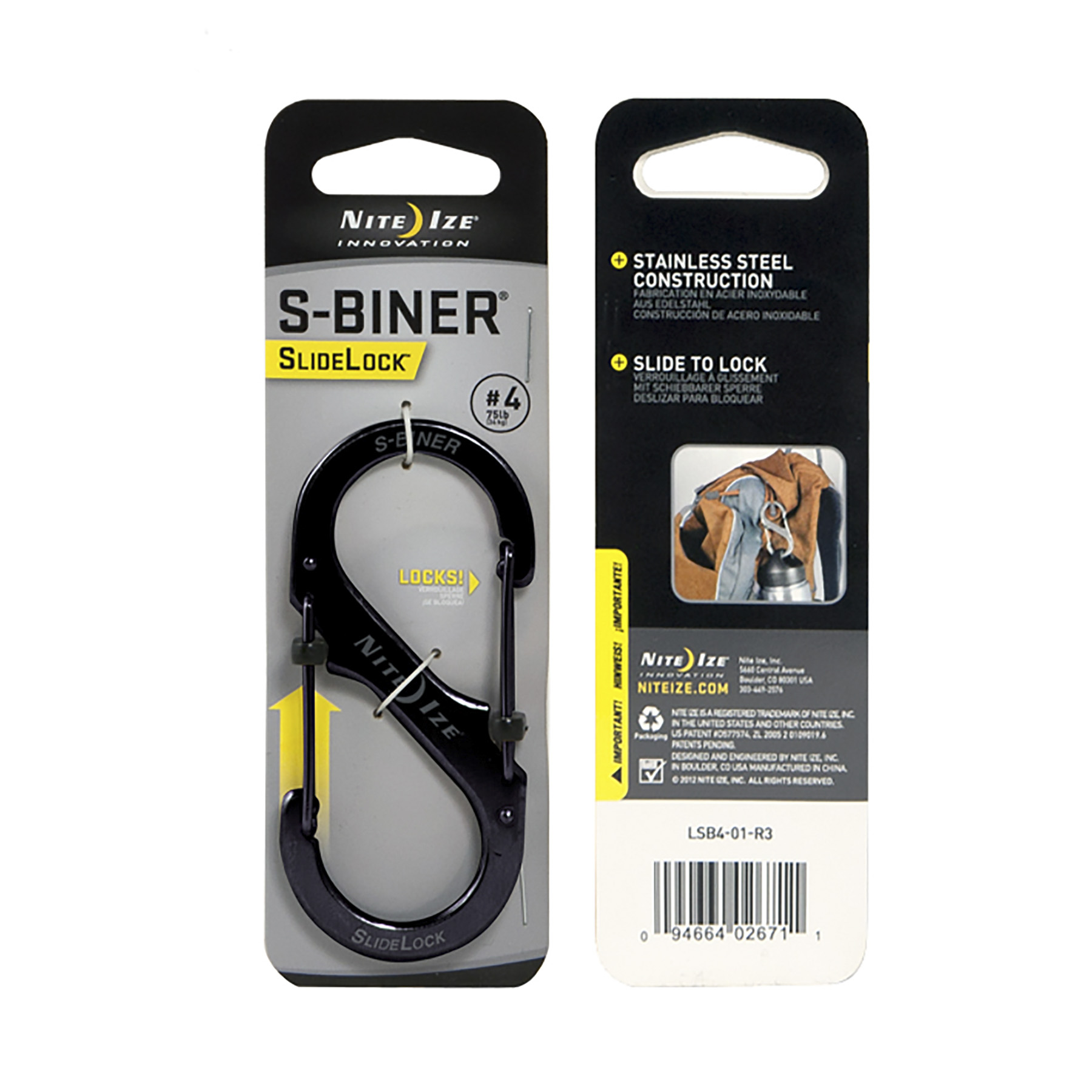 Nite Ize S-Biner #4 Slide Lock Double-Gated Carabiner-Black