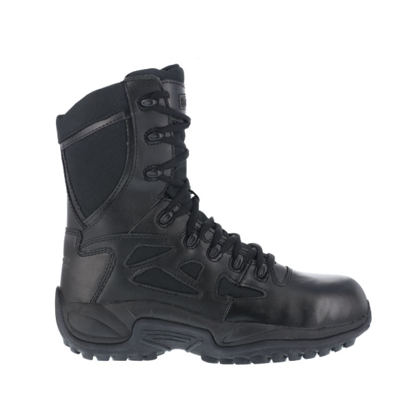 REEBOK STEALTH COMPOSITE TOE SIDE ZIP BOOTS BLACK
