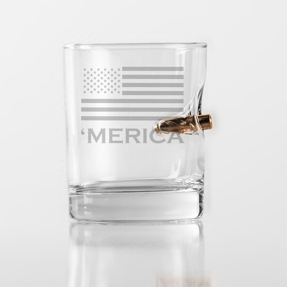 BenShot 'Merica Laser Etched "Bulletproof" 11oz Rocks Glass